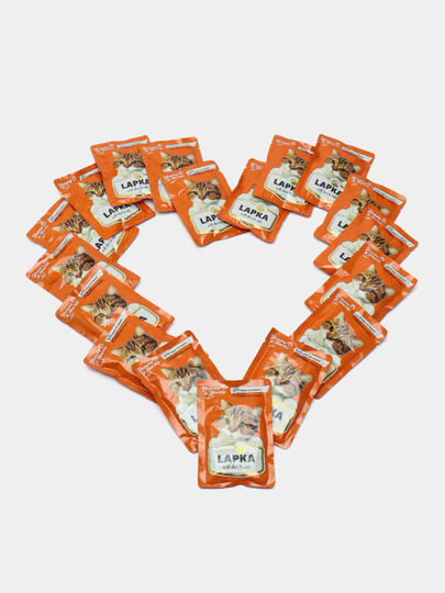 Lapka mushuklar uchun nam yem, sousdagi mol go'shti bilan, 85 gr 28 dona