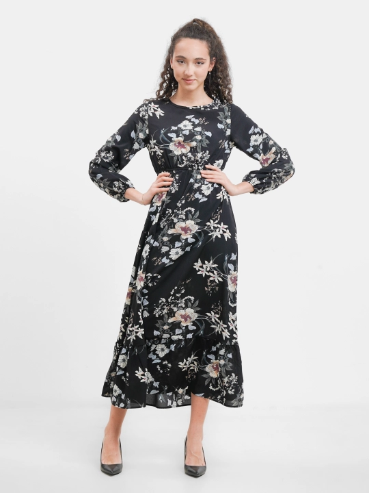Женкское платье миди, с длинный рукавом, летнее из хлопка