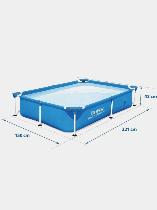 To'rtburchaklar ramkali hovuz, 221*150*43 sm, Bestway 56401