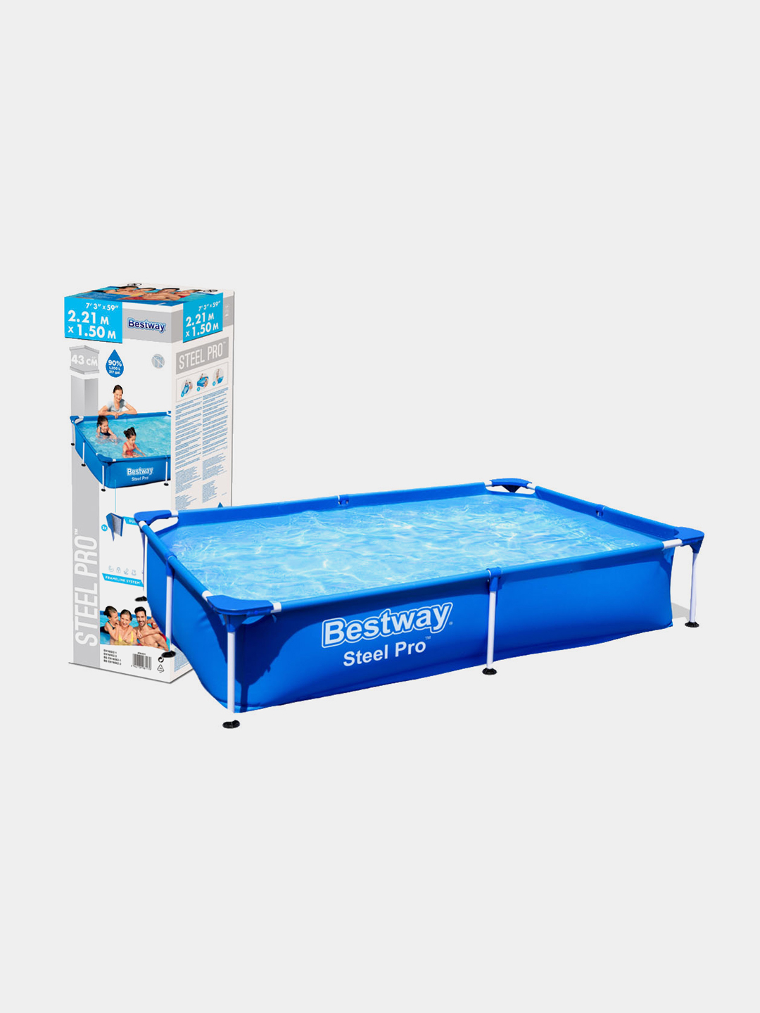 Каркасный бассейн прямоугольный 221х150х43 см, Bestway 56401 купить по ...