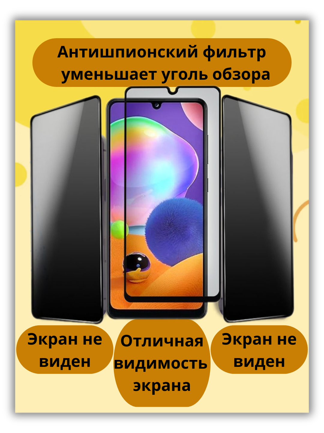 Защитное стекло антишпион для Samsung А51, 52, 53, 20, 30, 50, 54,с  олеофобным покрытием купить по низким ценам в интернет-магазине Uzum  (1028683)