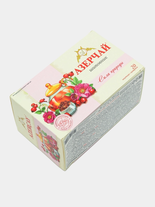Черный чай Азерчай "Сила природы", с шиповником, 20 пакетиков, 1,8 г