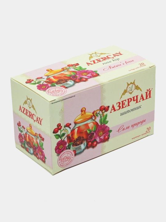 Черный чай Азерчай "Сила природы", с шиповником, 20 пакетиков, 1,8 г