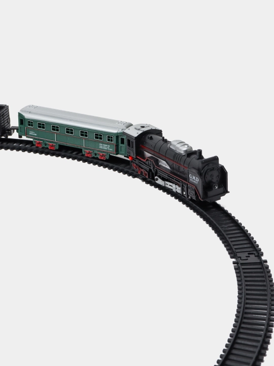 O'yinchoq poyezd batareyka bilan ishlaydigan , Rail King to'plami, yonadigan
