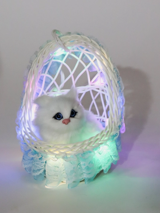 Kачеля игрушка, кукла Кот в корзине, со звуками мяуканья