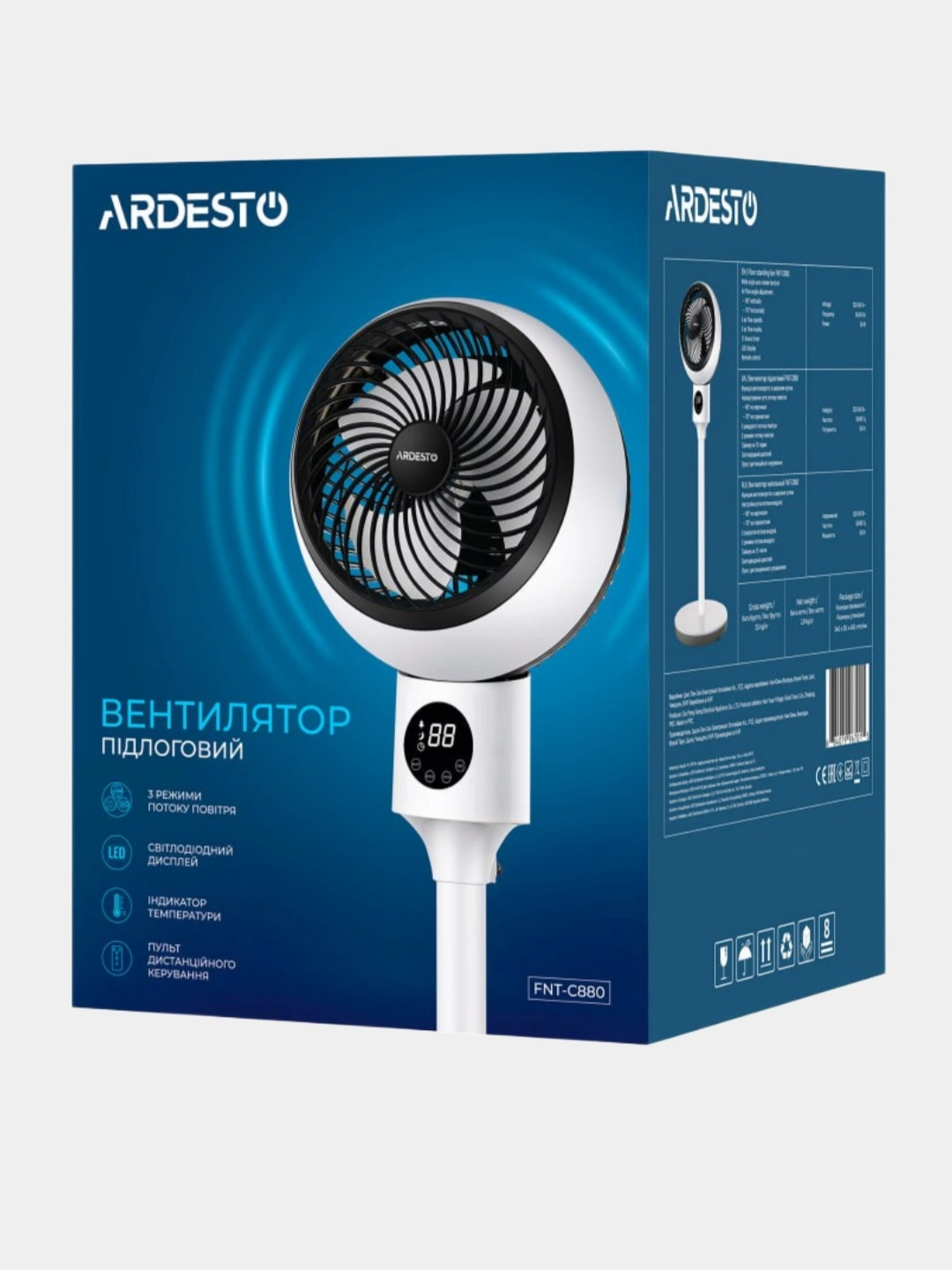 Ventilyator Ardesto FNT-C880, pulti va LED-display bilan 999000 so'mga ...