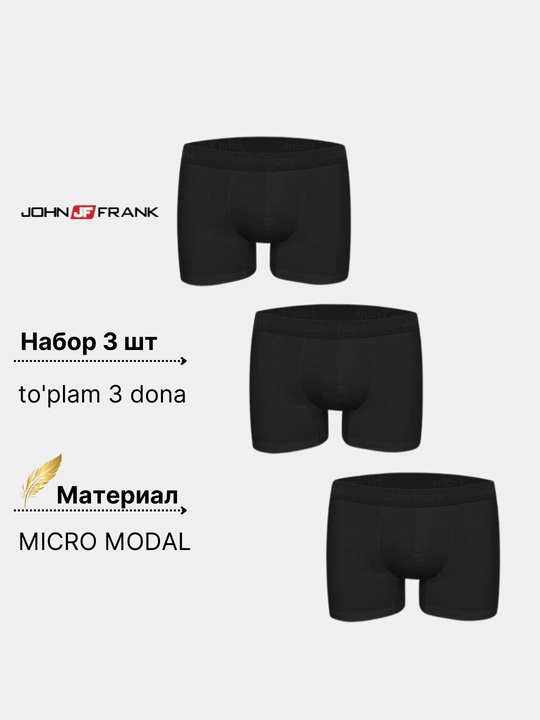 Erkaklar uchun John Frank trusilari-bokserlari, o`lcham  S/M/L, 3 dona