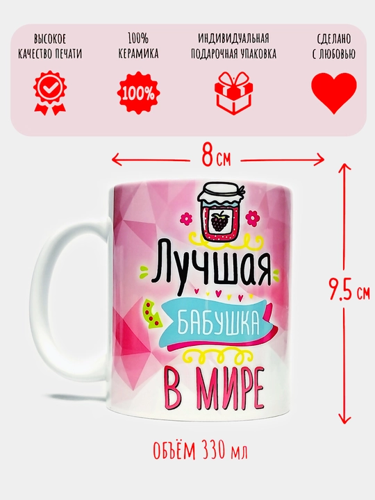Krujka, yozuv bilan "Dunyodagi eng yaxshi buvi"