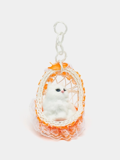 Kачеля игрушка, кукла Кот в корзине, со звуками мяуканья — MKIDS7-CATKACH-ОРАНЖ