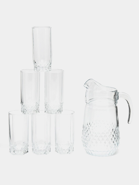 Shisha grafin va stakanlar toʻplami, 1,3 l + 6 ta stakan, 300 ml