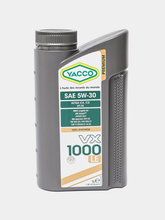 YACCO VX 1000 LE 5W-30 C2-C3 DEXOS-2 MB229.52 - 100% синтетическое моторное масло, 1 л
