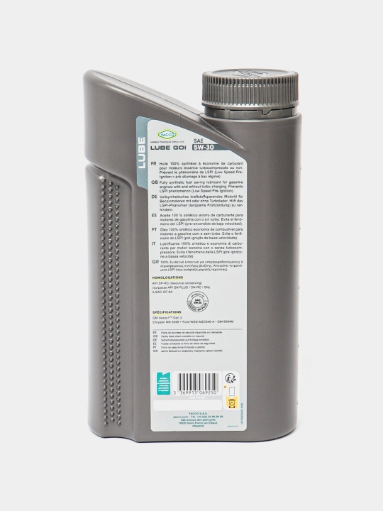 YACCO Lube GDI 5W-30 DEXOS-1 GEN2/3 - 100% синтетическое моторное масло, 1 литр