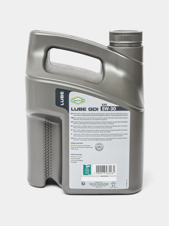YACCO Lube GDI 5W-30 DEXOS-1 GEN 3 - 100% синтетическое моторное масло 4 литра