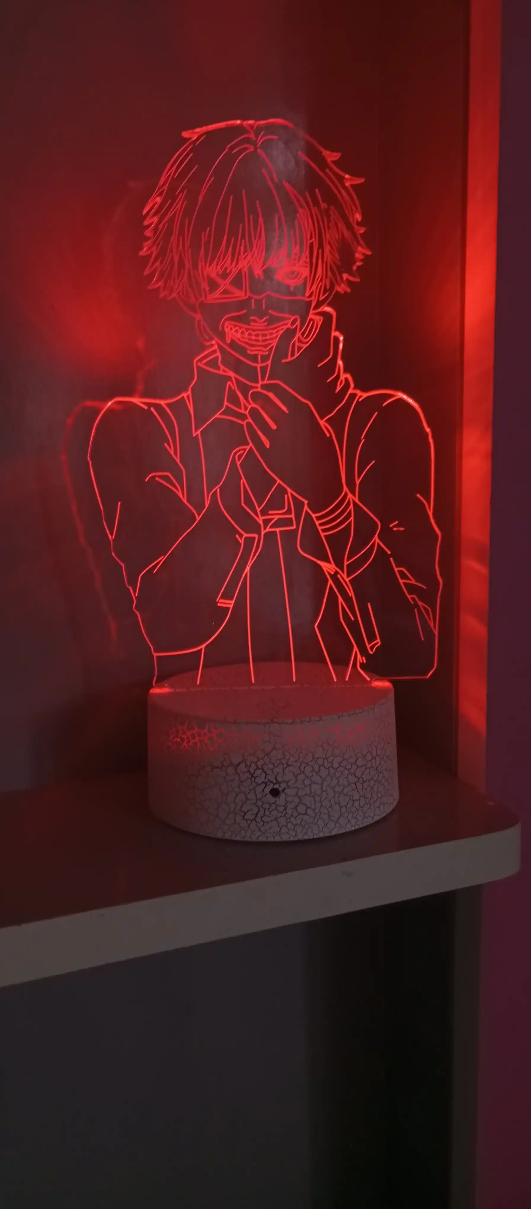 Tungi chiroq Anime Tokyo Ghoul 3D, bosharish pulti, LED RGB yoritgichi va USB bilan, sovga