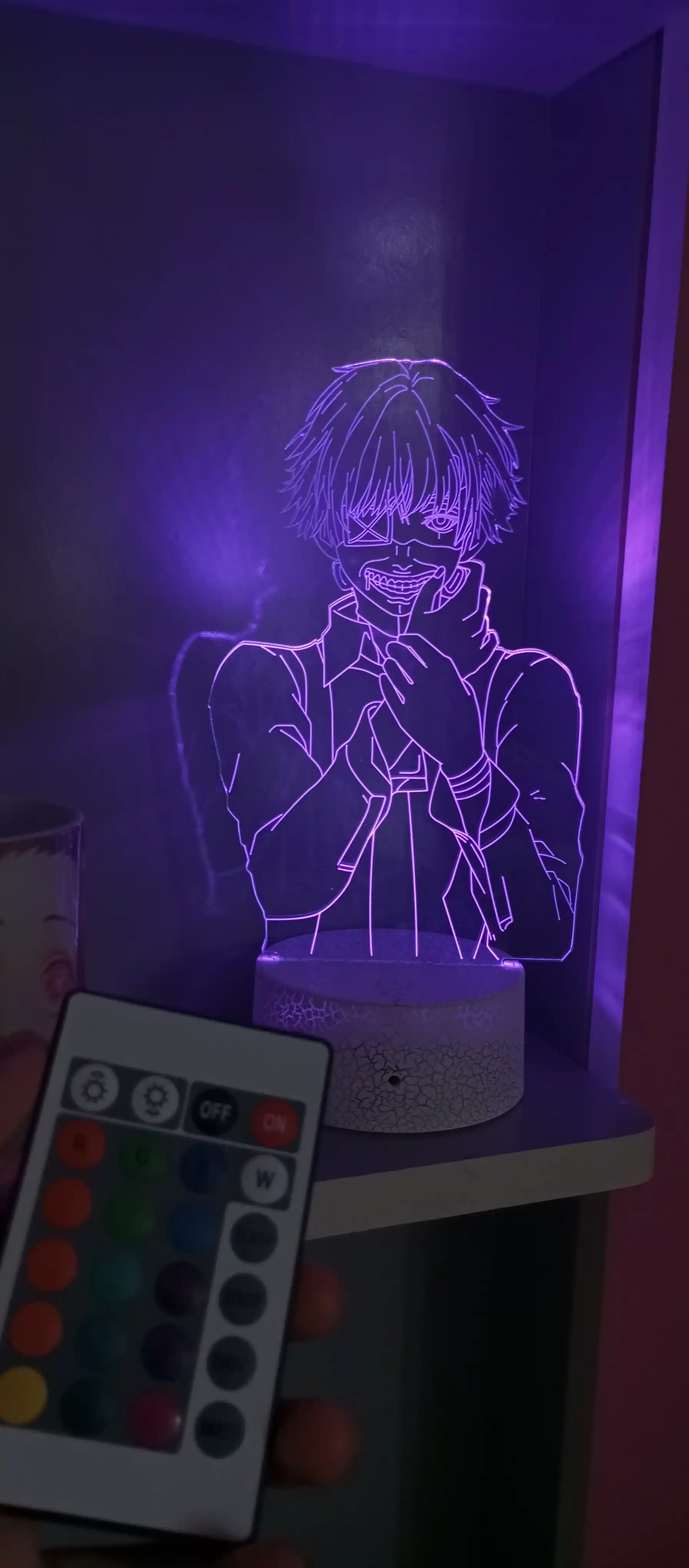 Tungi chiroq Anime Tokyo Ghoul 3D, bosharish pulti, LED RGB yoritgichi va USB bilan, sovga