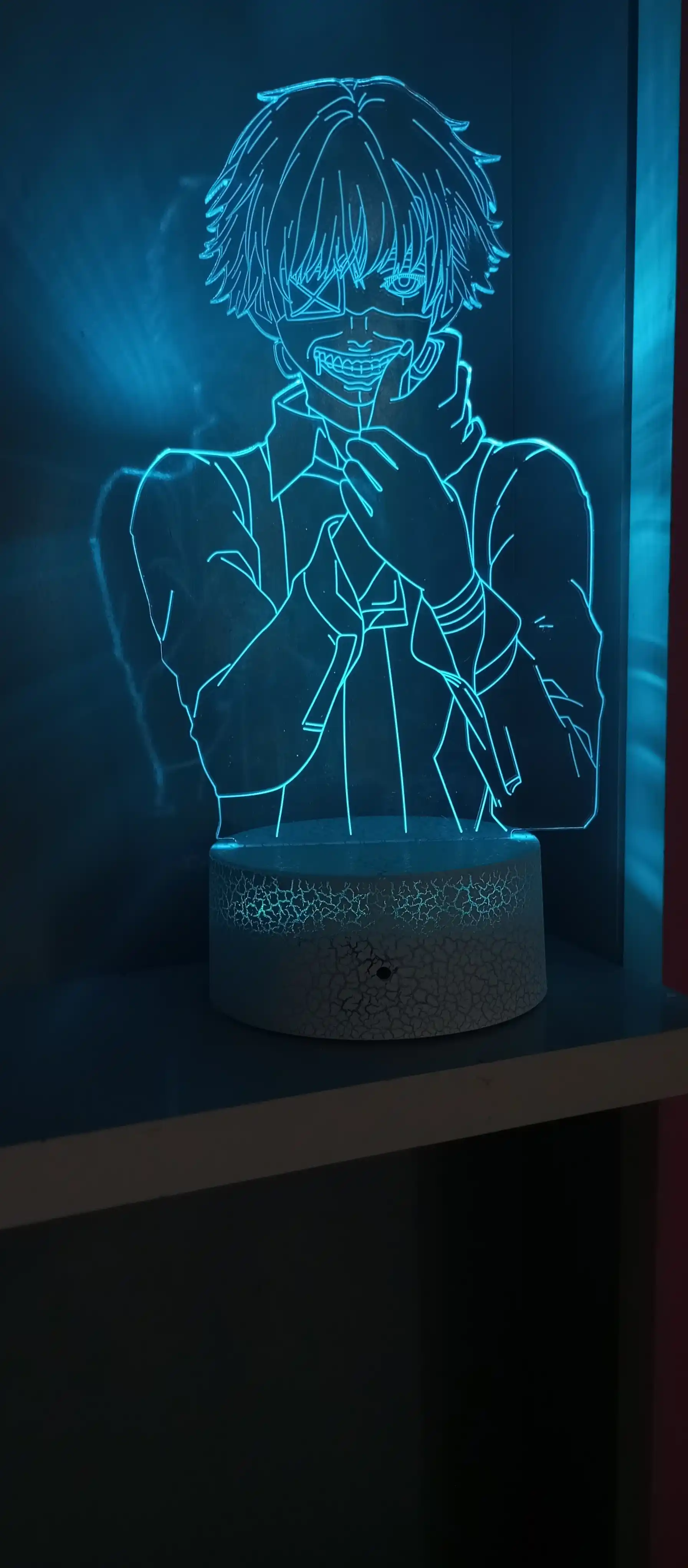 Tungi chiroq Anime Tokyo Ghoul 3D, bosharish pulti, LED RGB yoritgichi va USB bilan, sovga
