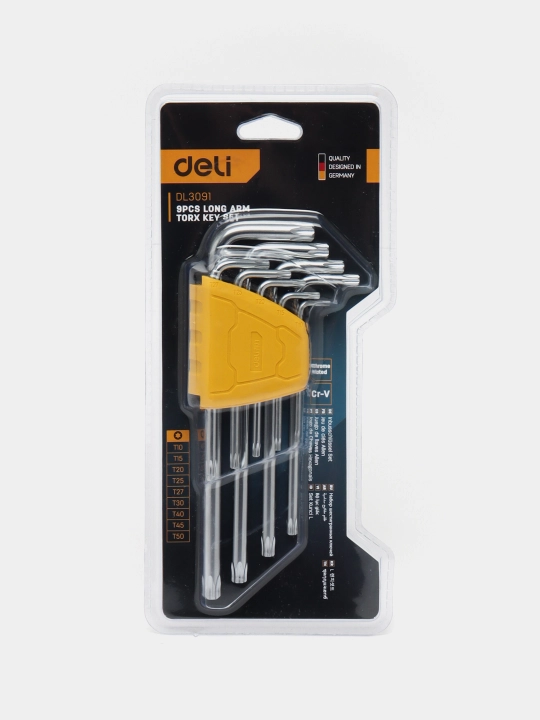 Ключи Deli TORX EDL3091, длинные, в наборе 9 шт, T10-T50