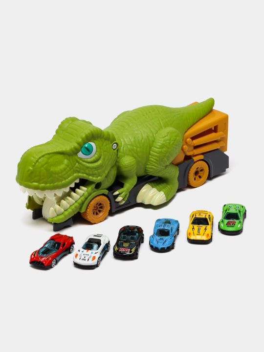 Avtovozlar "Dinozavr, timsoh, akula va Reks", 6 ta metall moshinalar bilan
