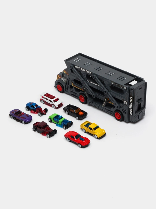 Hot Wheels metall mashinachali avtovoz, katapultali, 8 dona + gilamcha shahar