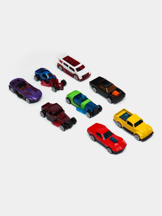 Hot Wheels metall mashinachali avtovoz, katapultali, 8 dona + gilamcha shahar