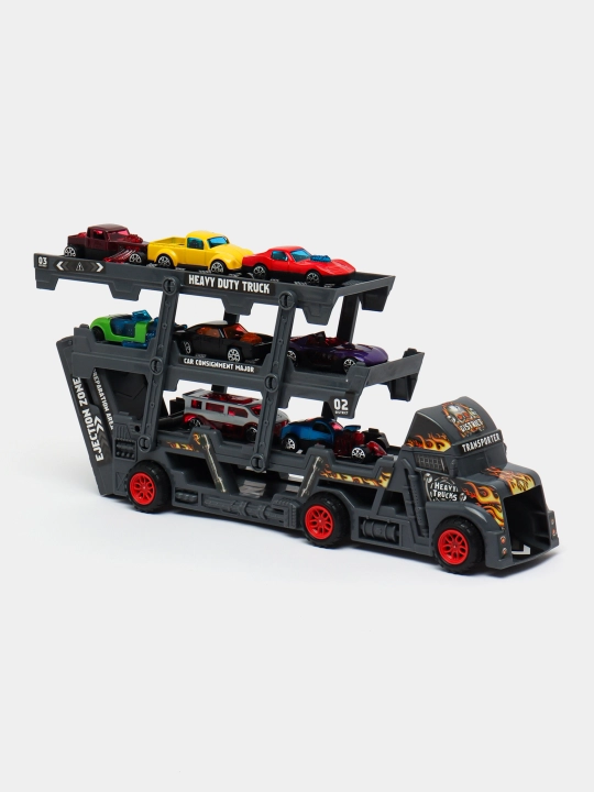 Hot Wheels metall mashinachali avtovoz, katapultali, 8 dona + gilamcha shahar