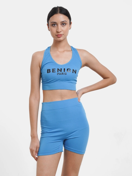 Спортивный костюм велосипедки, шорты и топ для фитнеса
