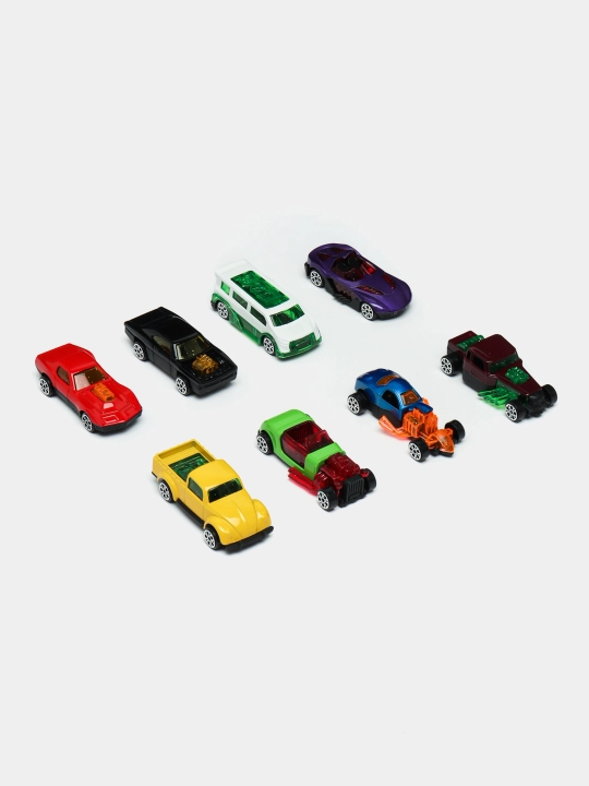 Hot Wheels metall mashinachali avtovoz, katapultali, 8 dona + gilamcha shahar