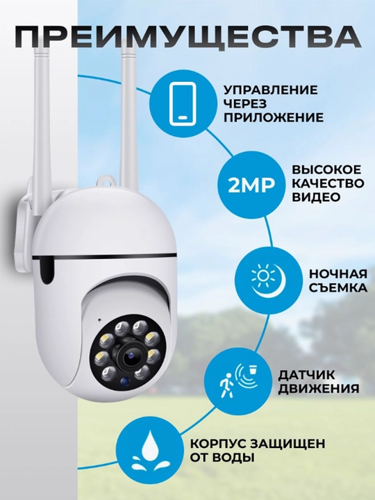 Наружная камера IP видеонаблюдения 360 WiFi, уличная