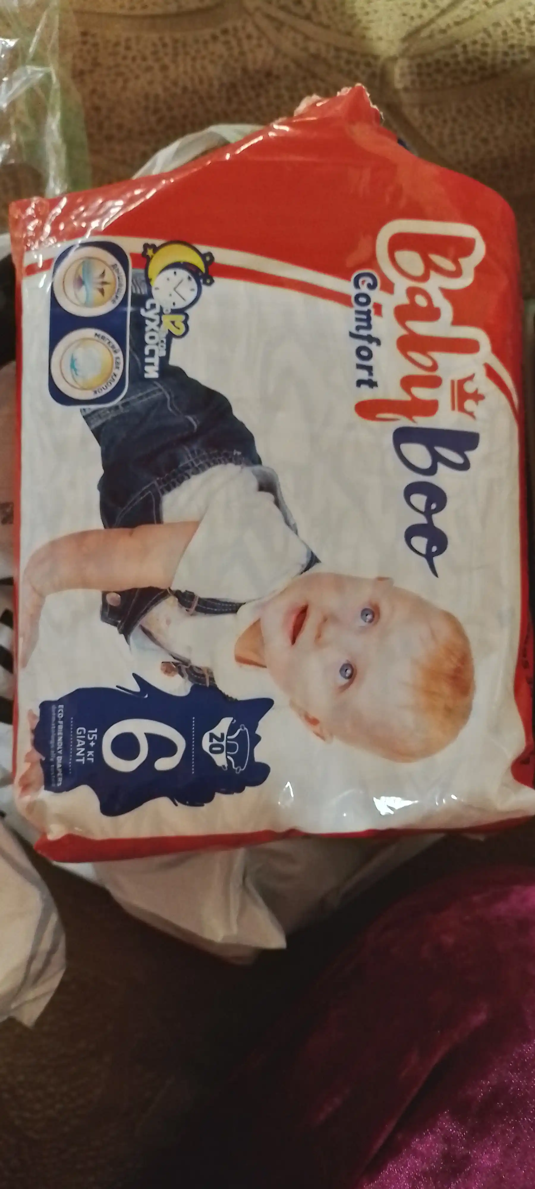 Детские подгузники BabyBoo Comfort Giant 6, 15+ кг, 20 шт