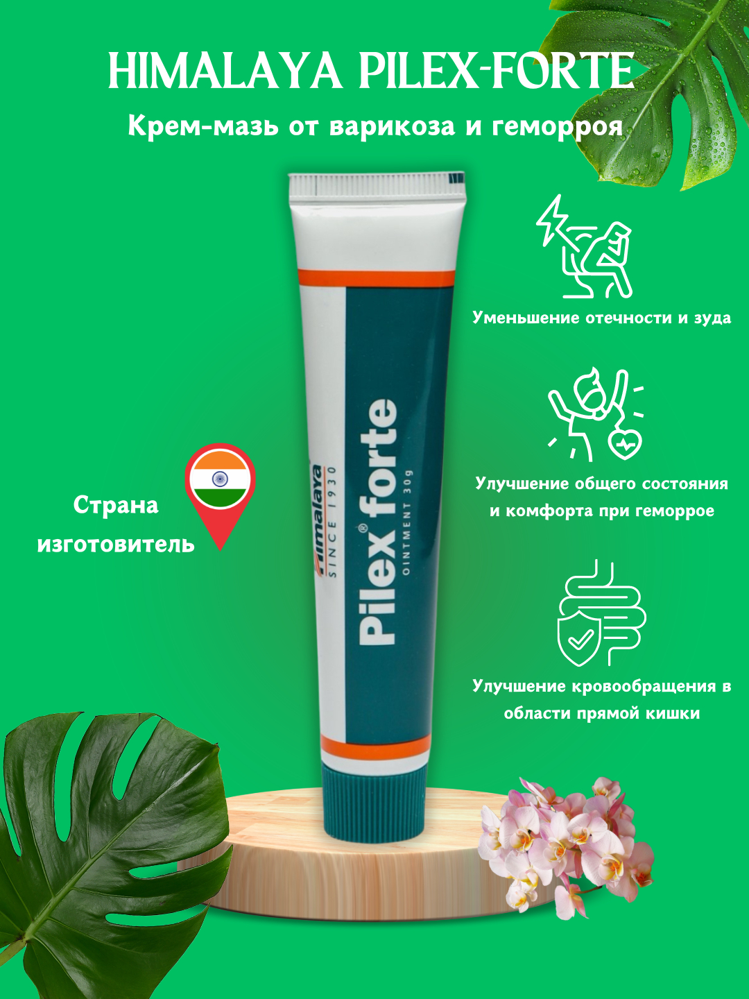 Pilex Forte Himalaya, Крем-мазь от варикоза и геморроя с аппликатором, 30 г  купить по низким ценам в интернет-магазине Uzum (932674)