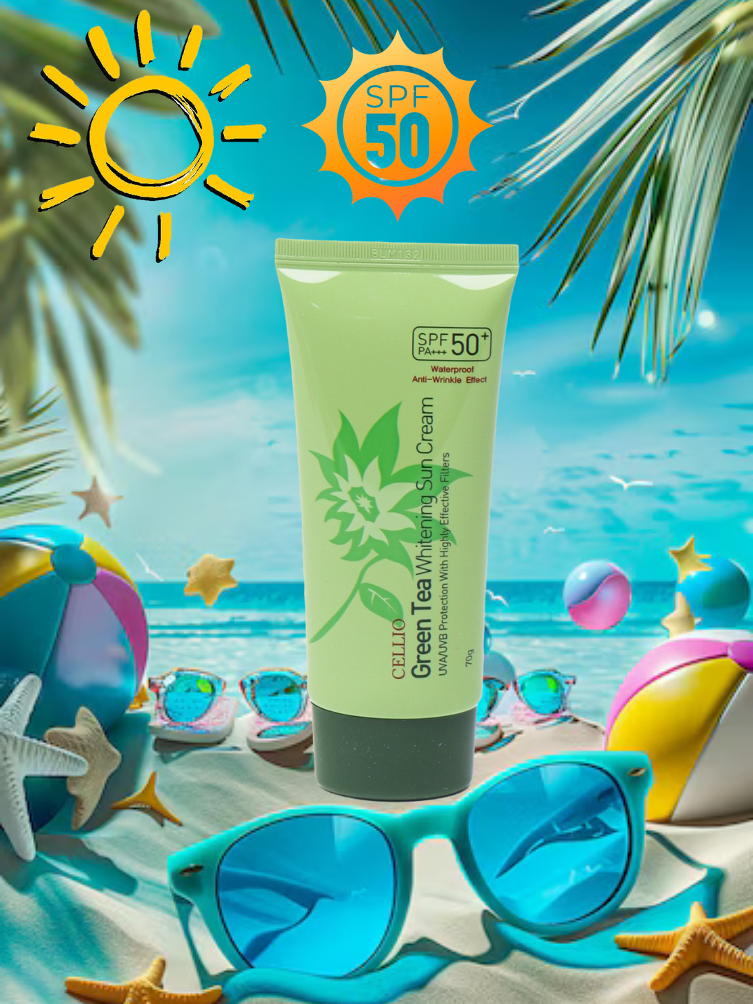 Солнцезащитный крем, крем от загара, Водостойкий, Dr. Cellio SPF50+, 70 ...