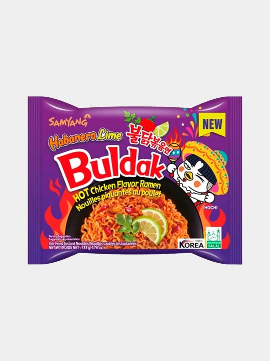 Tez tayyorlanadigan lapsha Samyang Hot chicken ramen Habareno Lime, 135 g - 