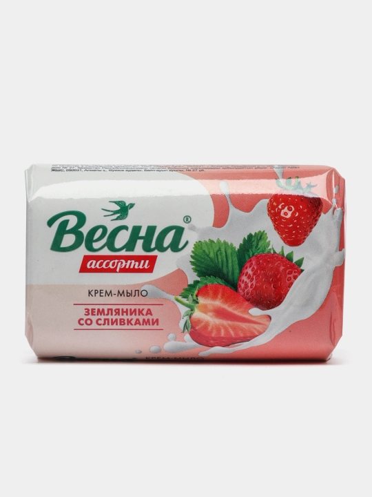 Мыло туалетное Весна, земляника со сливками, 90 г - 