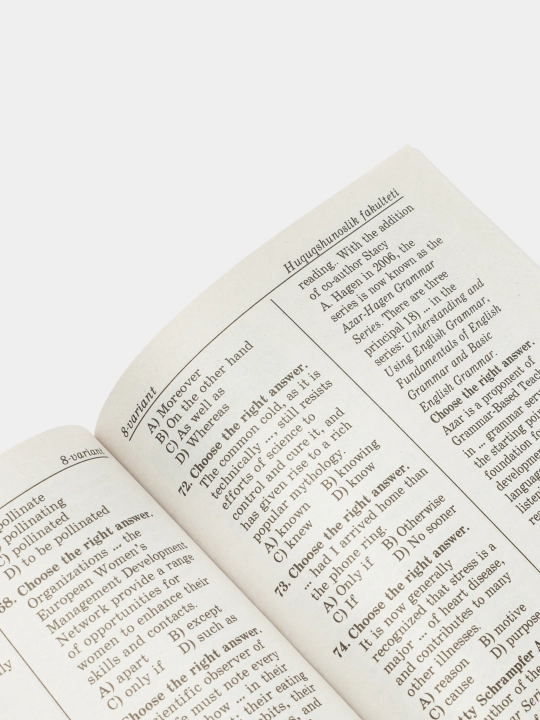 Huquqshunoslik fakulteti uchun maxsus test to'plami