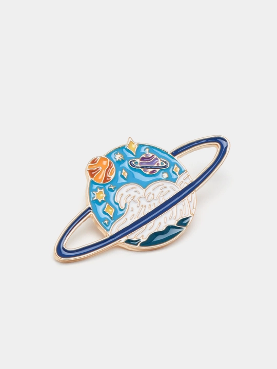 Металлические значки, пин на одежду "Космонавт, ракета, планеты, космос, NASA, луна"