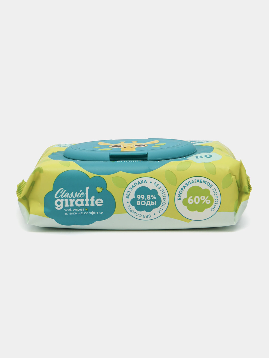 Lovular Giraffe gigienik nam salfetkalari, 80 dona - spirtsiz, yopishqoqliksiz