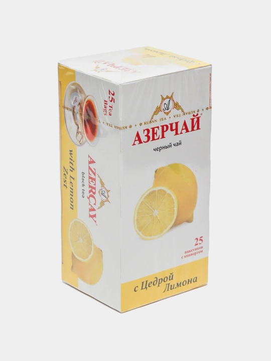 Limon qobig'i bilan qora Azerchay choyi, paketlarda