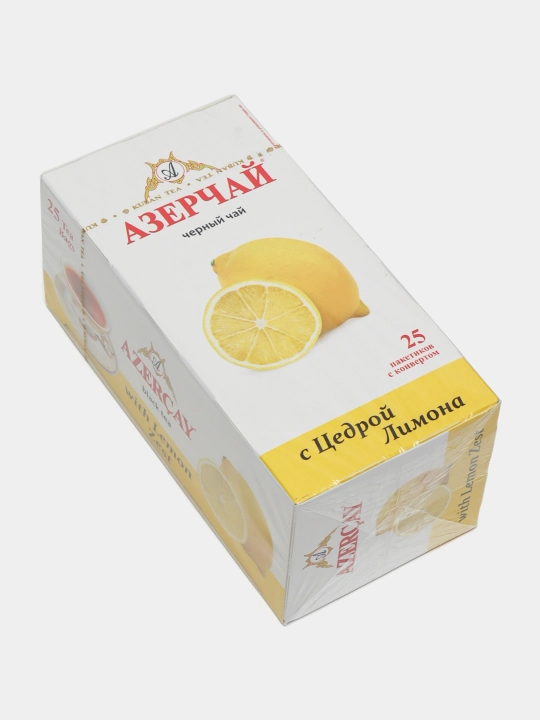 Limon qobig'i bilan qora Azerchay choyi, paketlarda