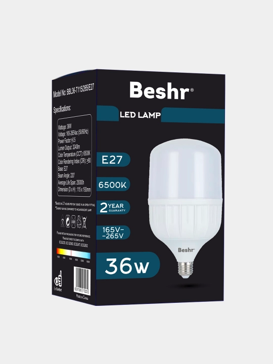 Led lampa Beshr LED, 6500K, 36 W, E27, sovuq rang