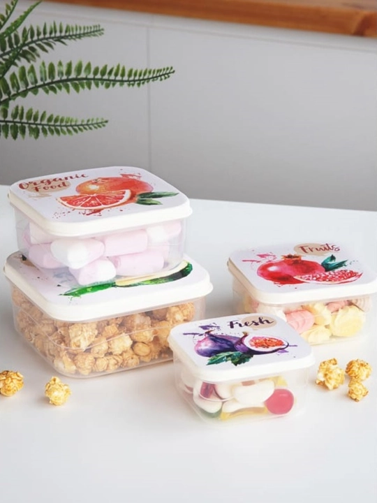 Комплект контейнеров для продуктов, с крышками, с декором, 3, 4, 5, 6 шт