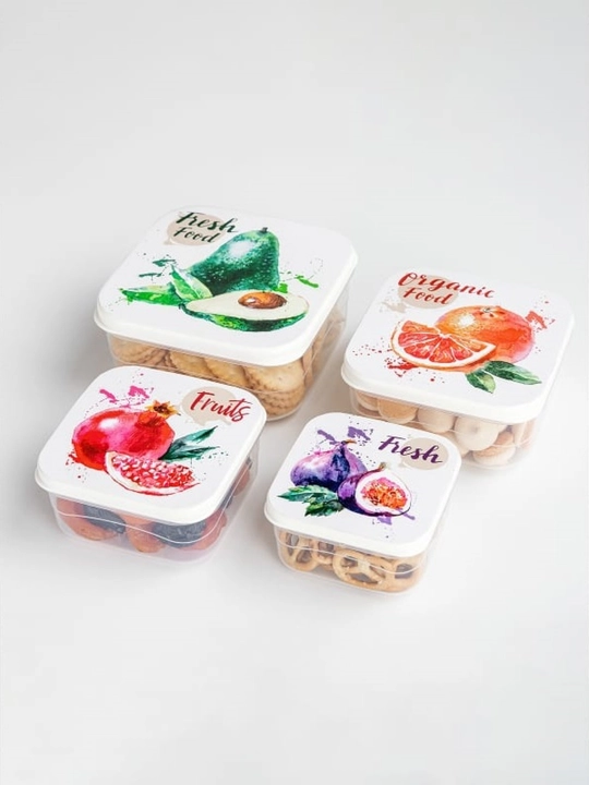 Комплект контейнеров для продуктов, с крышками, с декором, 3, 4, 5, 6 шт