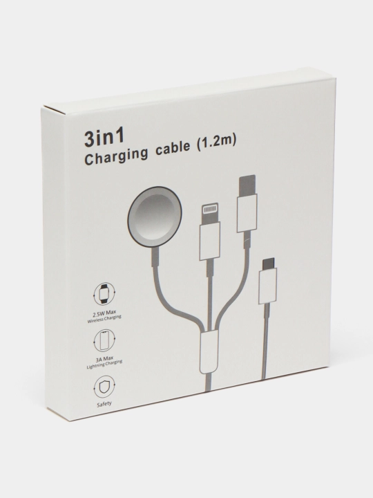Зарядное устройство 3 в 1: iPhone, кабель Type-C / Lightning, iWatch, быстрая зарядка