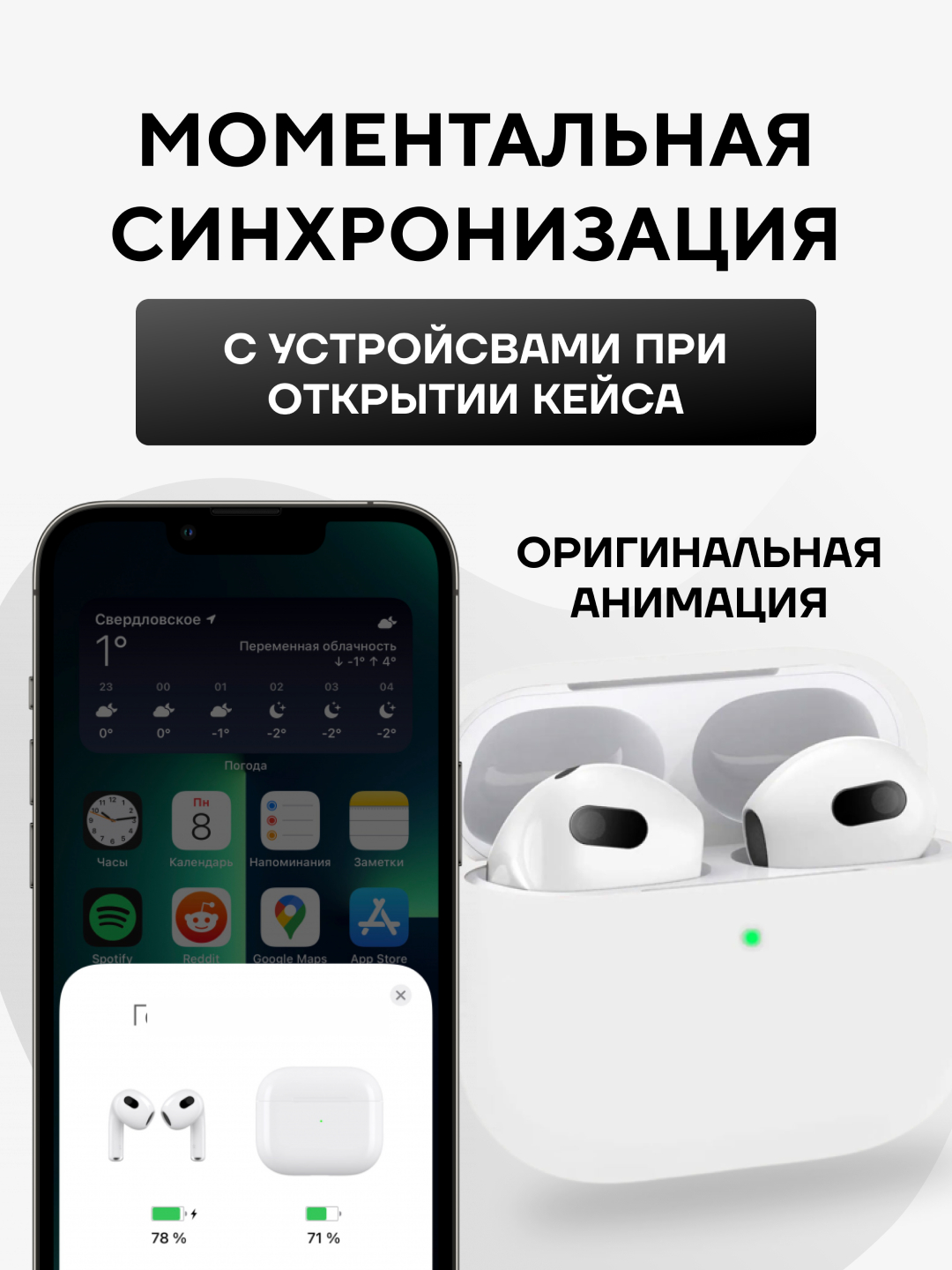 Беспроводные наушники A Pods 3, для Android и IOS, чехол в подарок,  сенсорное управление купить по низким ценам в интернет-магазине Uzum  (1036570)