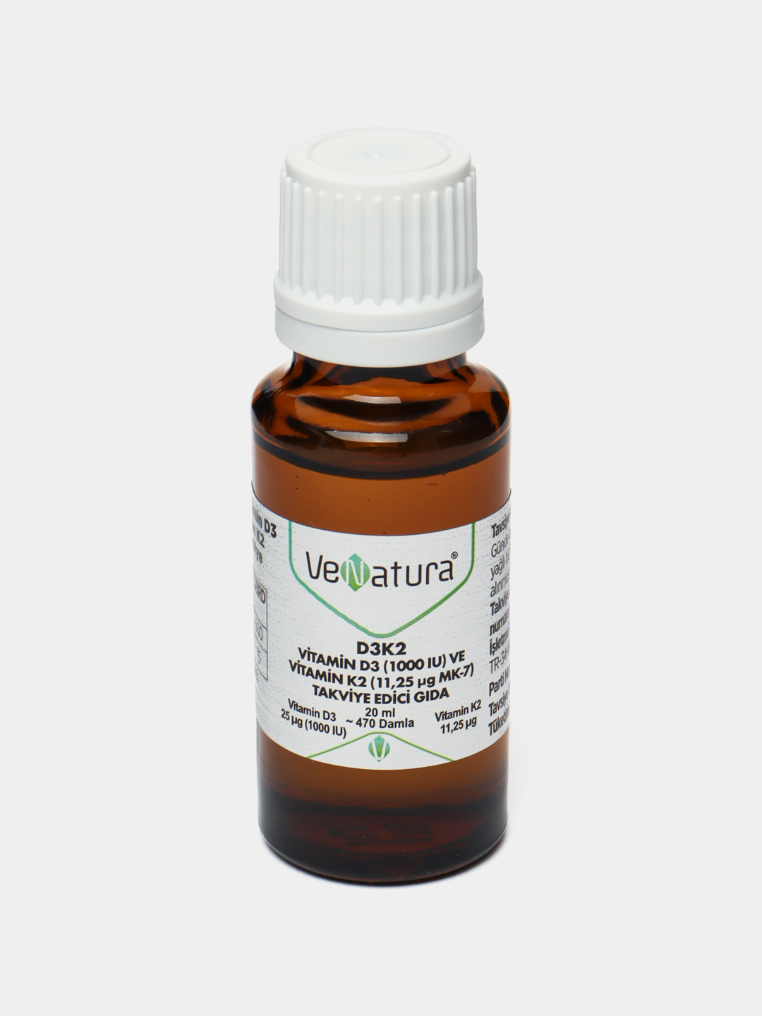 Venatura Vitamin D3 K2 Tomchi 1000 IU, immunitet, suyak, tish va soch muammolari uchun