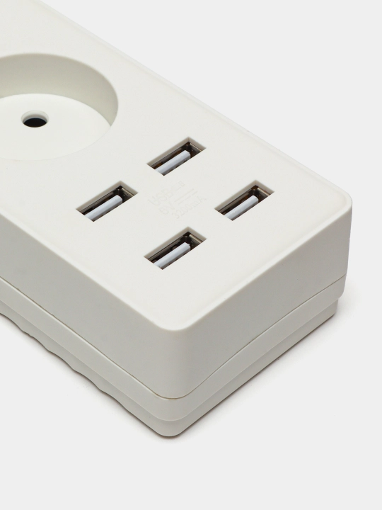 USB va o‘chirgichli uzaytirgich, 3 ta rozetka, 3 m kabel, 4 ta USB port, Beshr, pilot