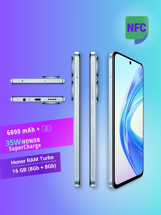 Smartfon Honor X7b 8/128GB, 6/256GB, katta 6.8 FullHD+ ekran, LTE