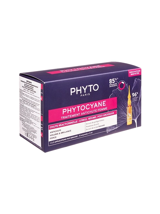 Phyto Cyane soch to'kilishiga qarshi reaktsiyali davolash sarum soch to'kilishiga qarshi 12x5ml