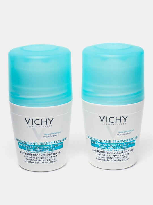 To‘plam VICHY, 48 soat davomida ortiqcha terlashni tartibga soluvchi, sharikli dezodorant-antiperspirant, 2 x 50 ml