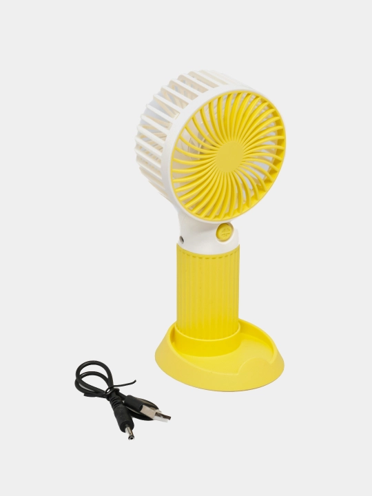 Mini ventilyatori, atareykada ishlaydi, USB bilan zaryadlanadi va telefon stendi
