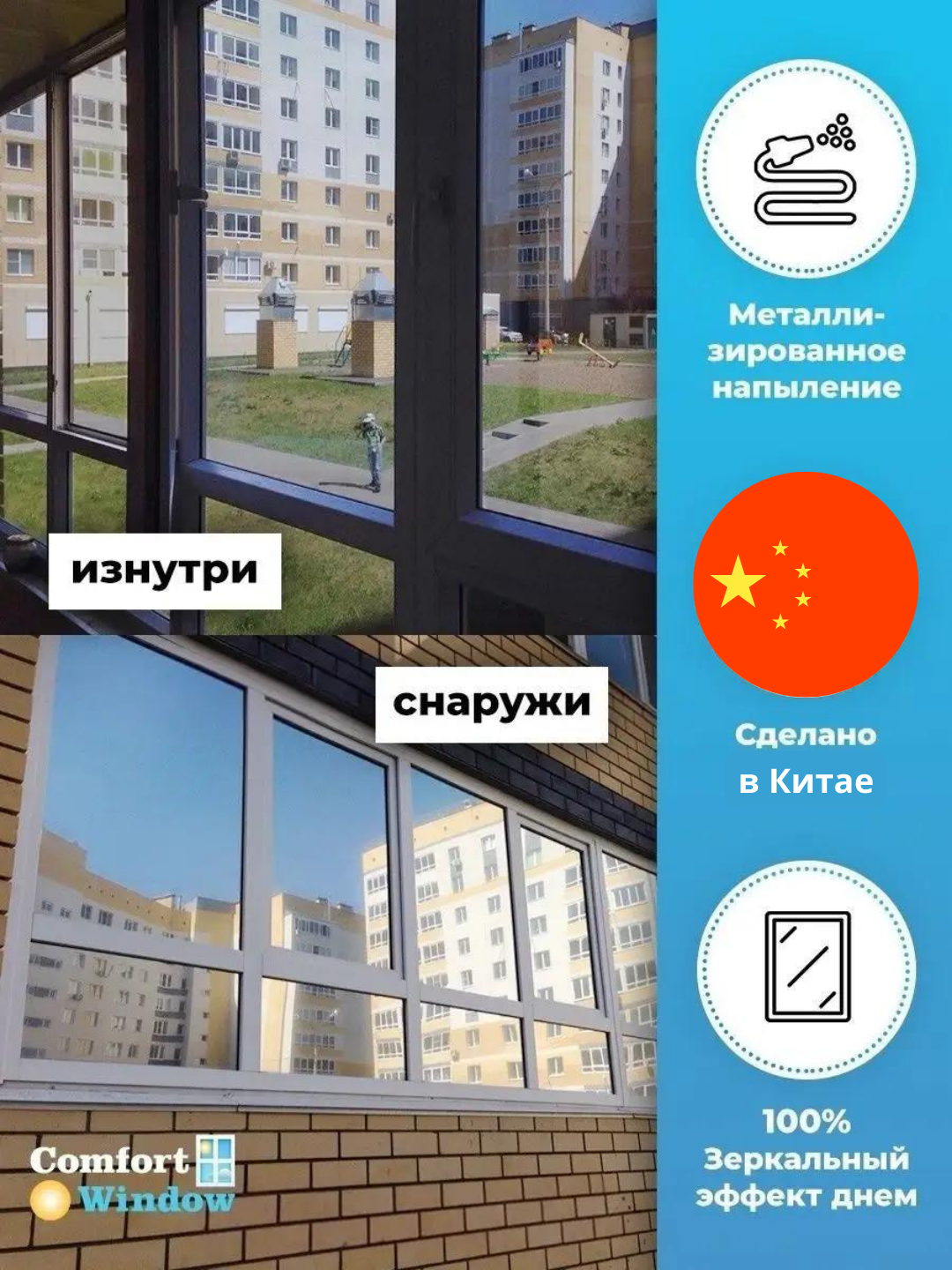 Солнцезащитная пленка зеркальная для окон, тонировочная от солнца, до ...